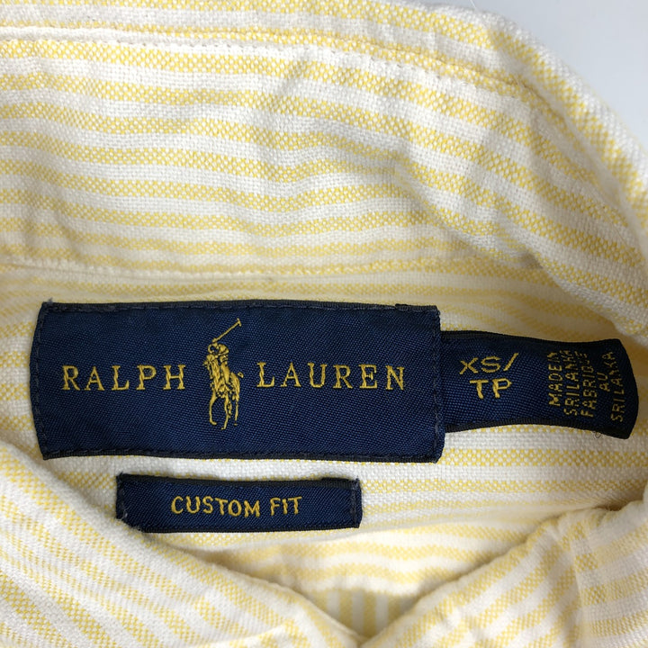 Ralph Lauren CUSTOM FIT Long-Sleeve Button-Down Striped Shirt, Women's Size XS (approx.) cotton yellow type Vintage Second Hand