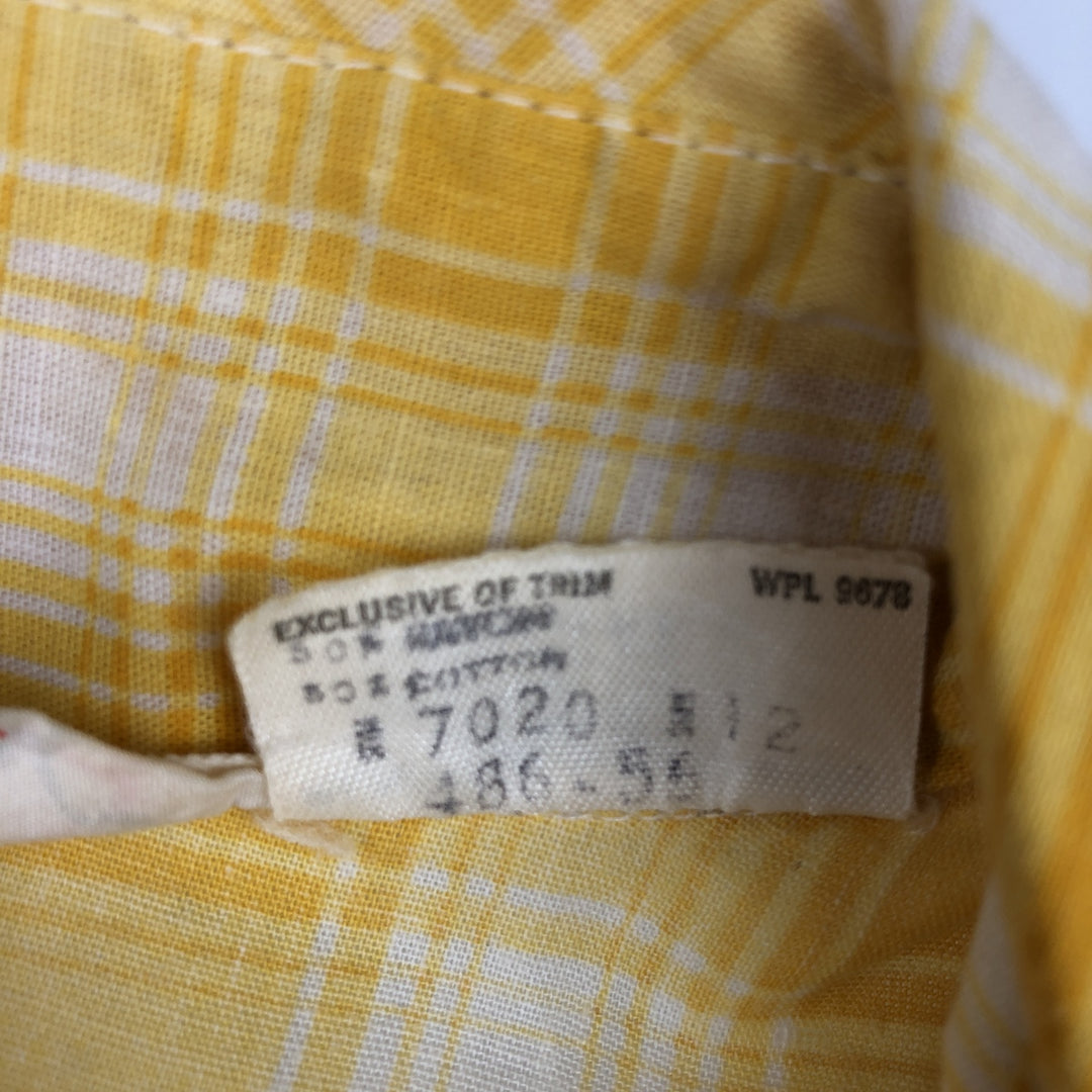 1970'S Arrow Lady Arrow Long-Sleeve Rayon x Cotton Check Shirt, Women's Size M (approx.), Vintage Rayon yellow type Vintage Second Hand