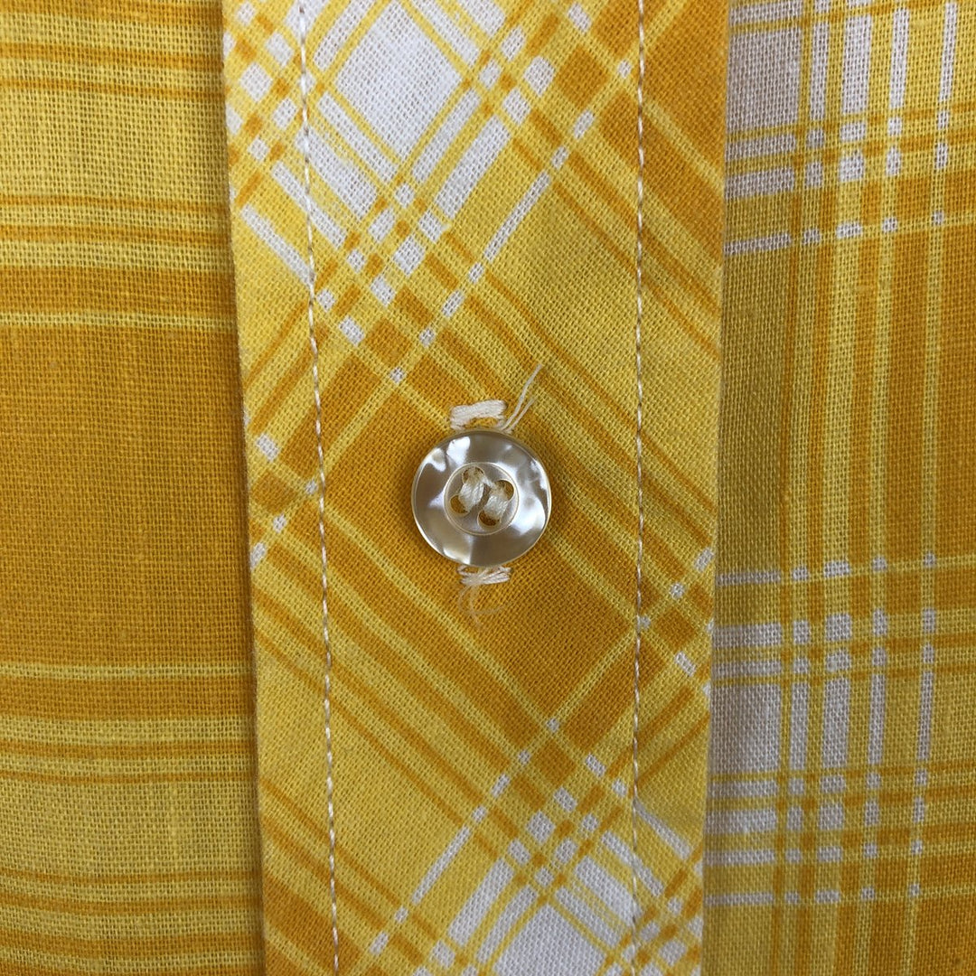 1970'S Arrow Lady Arrow Long-Sleeve Rayon x Cotton Check Shirt, Women's Size M (approx.), Vintage Rayon yellow type Vintage Second Hand