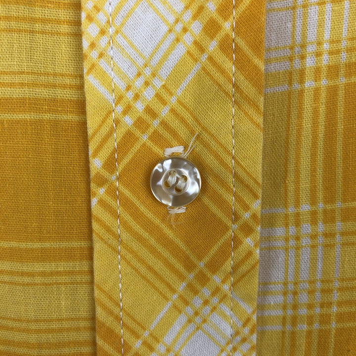 1970'S Arrow Lady Arrow Long-Sleeve Rayon x Cotton Check Shirt, Women's Size M (approx.), Vintage Rayon yellow type Vintage Second Hand