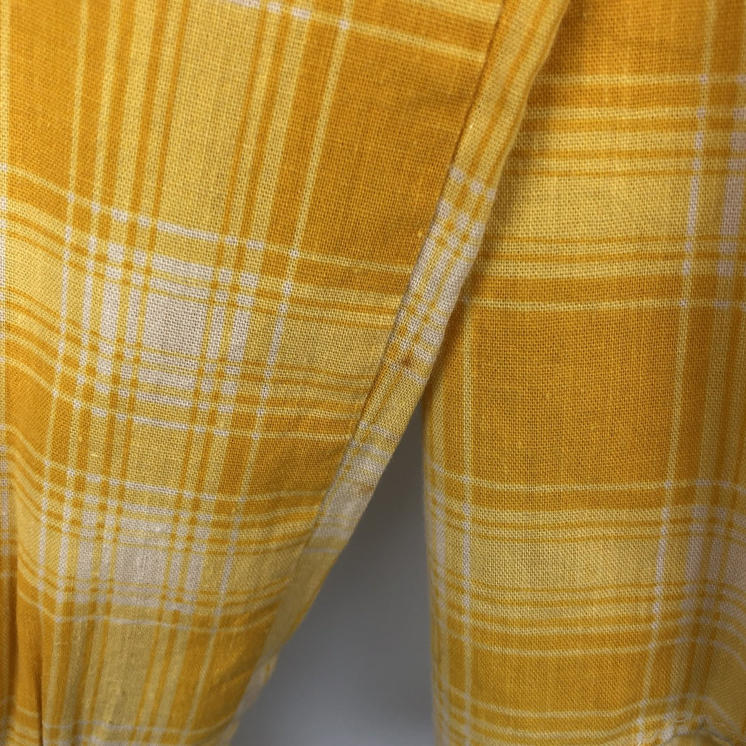 1970'S Arrow Lady Arrow Long-Sleeve Rayon x Cotton Check Shirt, Women's Size M (approx.), Vintage Rayon yellow type Vintage Second Hand