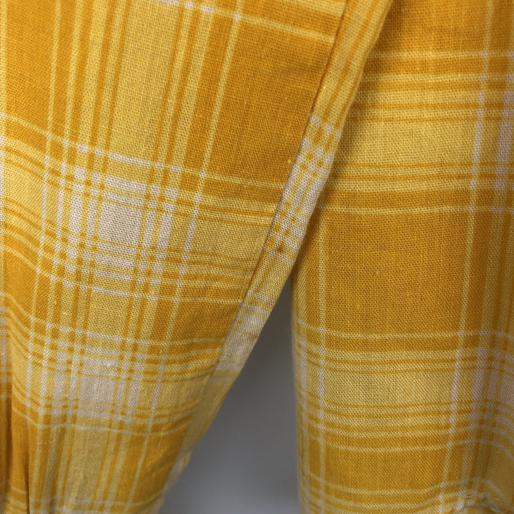 1970'S Arrow Lady Arrow Long-Sleeve Rayon x Cotton Check Shirt, Women's Size M (approx.), Vintage Rayon yellow type Vintage Second Hand
