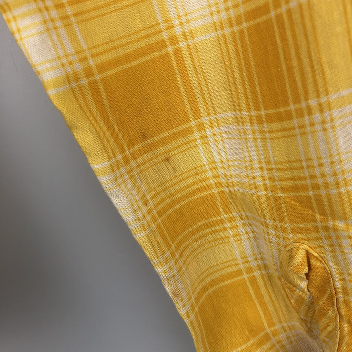 1970'S Arrow Lady Arrow Long-Sleeve Rayon x Cotton Check Shirt, Women's Size M (approx.), Vintage Rayon yellow type Vintage Second Hand