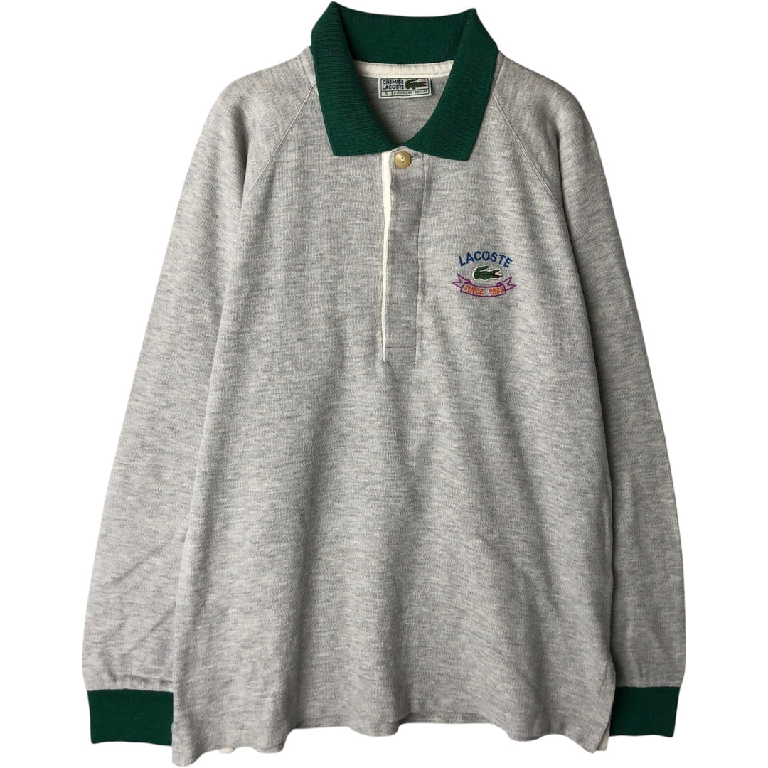 1970'S Lacoste Chemise French Lacoste Long-Sleeve Rugby Shirt, Men's Size L (approx.) cotton gray type Vintage Second Hand