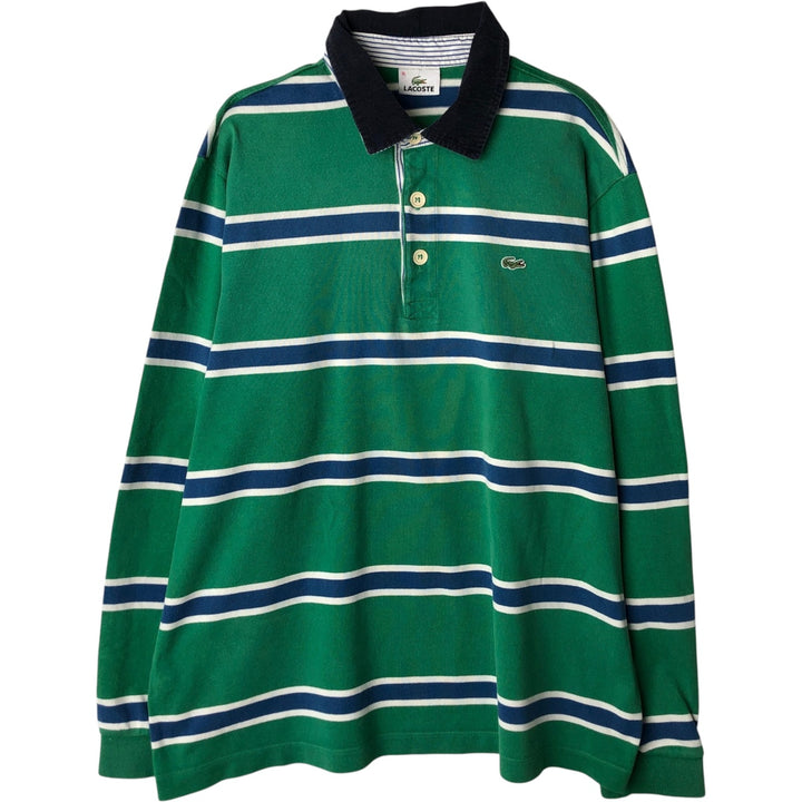 Lacoste LACOSTE Border Pattern Multi-stripe Long-Sleeve Rugby Shirt Men's XL Equivalent cotton green type Vintage Second Hand