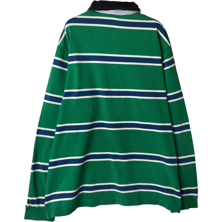 Lacoste LACOSTE Border Pattern Multi-stripe Long-Sleeve Rugby Shirt Men's XL Equivalent cotton green type Vintage Second Hand