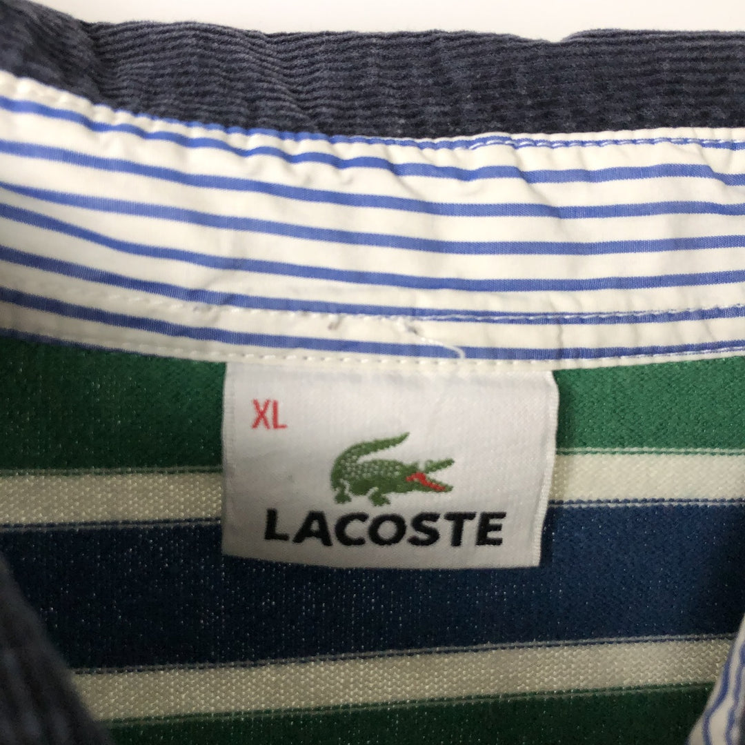 Lacoste LACOSTE Border Pattern Multi-stripe Long-Sleeve Rugby Shirt Men's XL Equivalent cotton green type Vintage Second Hand