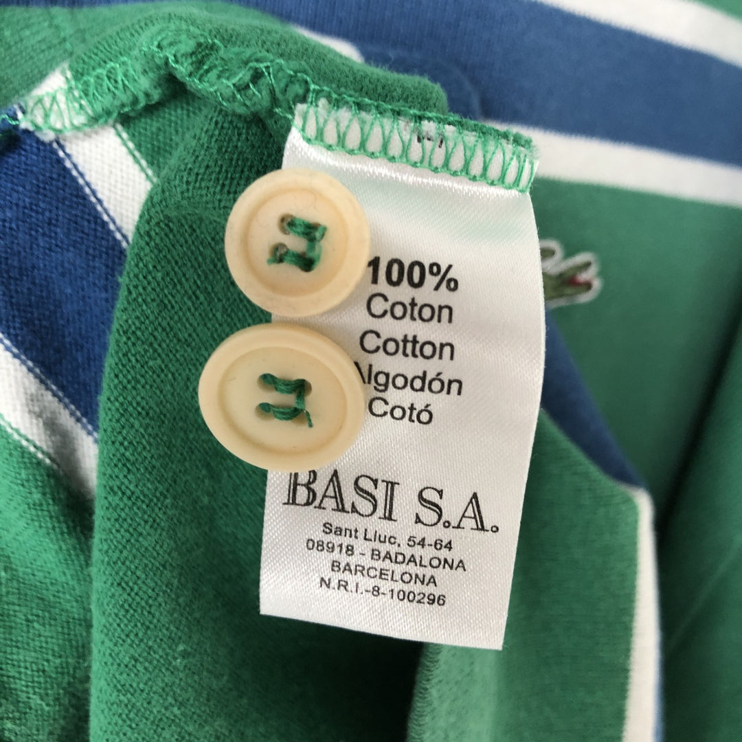 Lacoste LACOSTE Border Pattern Multi-stripe Long-Sleeve Rugby Shirt Men's XL Equivalent cotton green type Vintage Second Hand