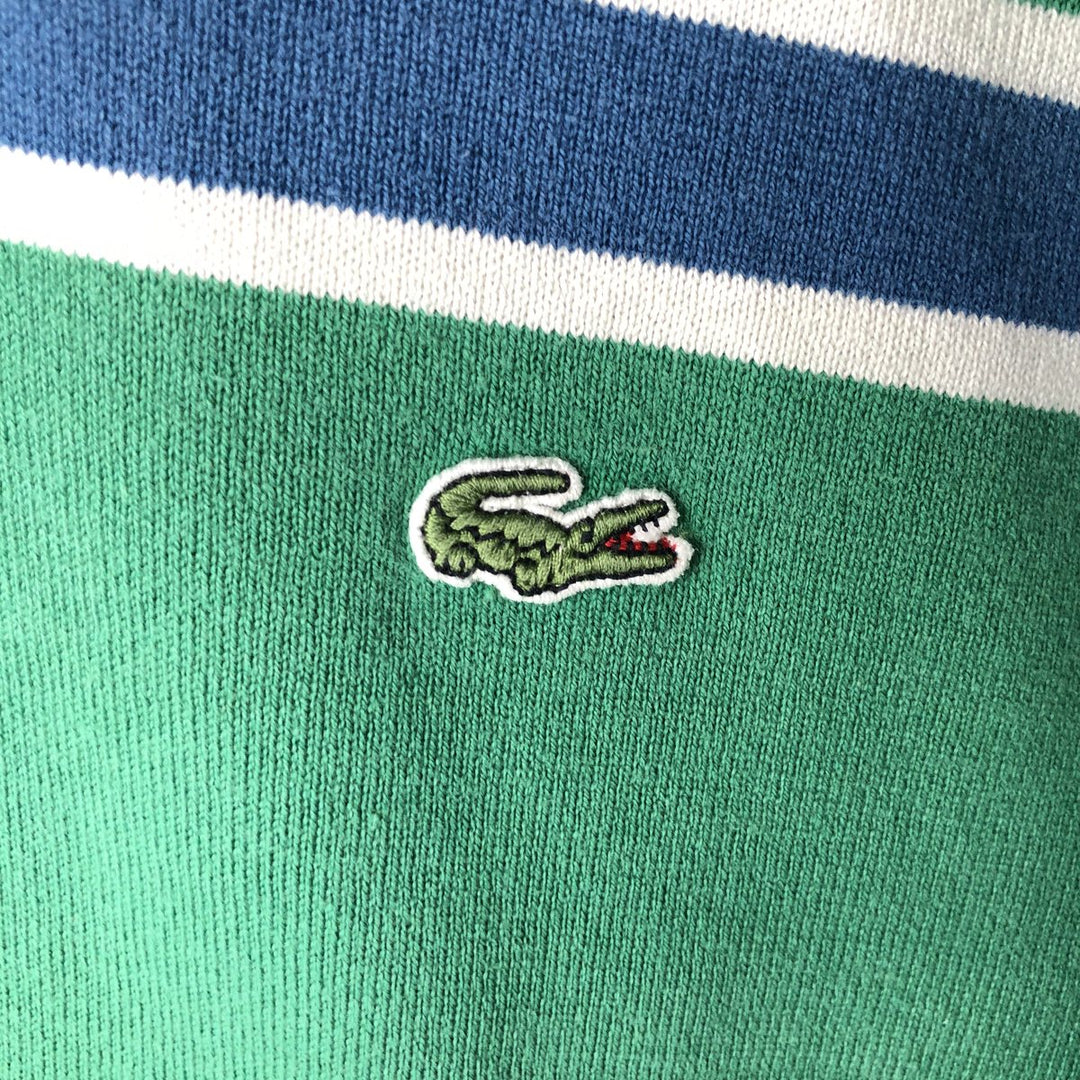 Lacoste LACOSTE Border Pattern Multi-stripe Long-Sleeve Rugby Shirt Men's XL Equivalent cotton green type Vintage Second Hand
