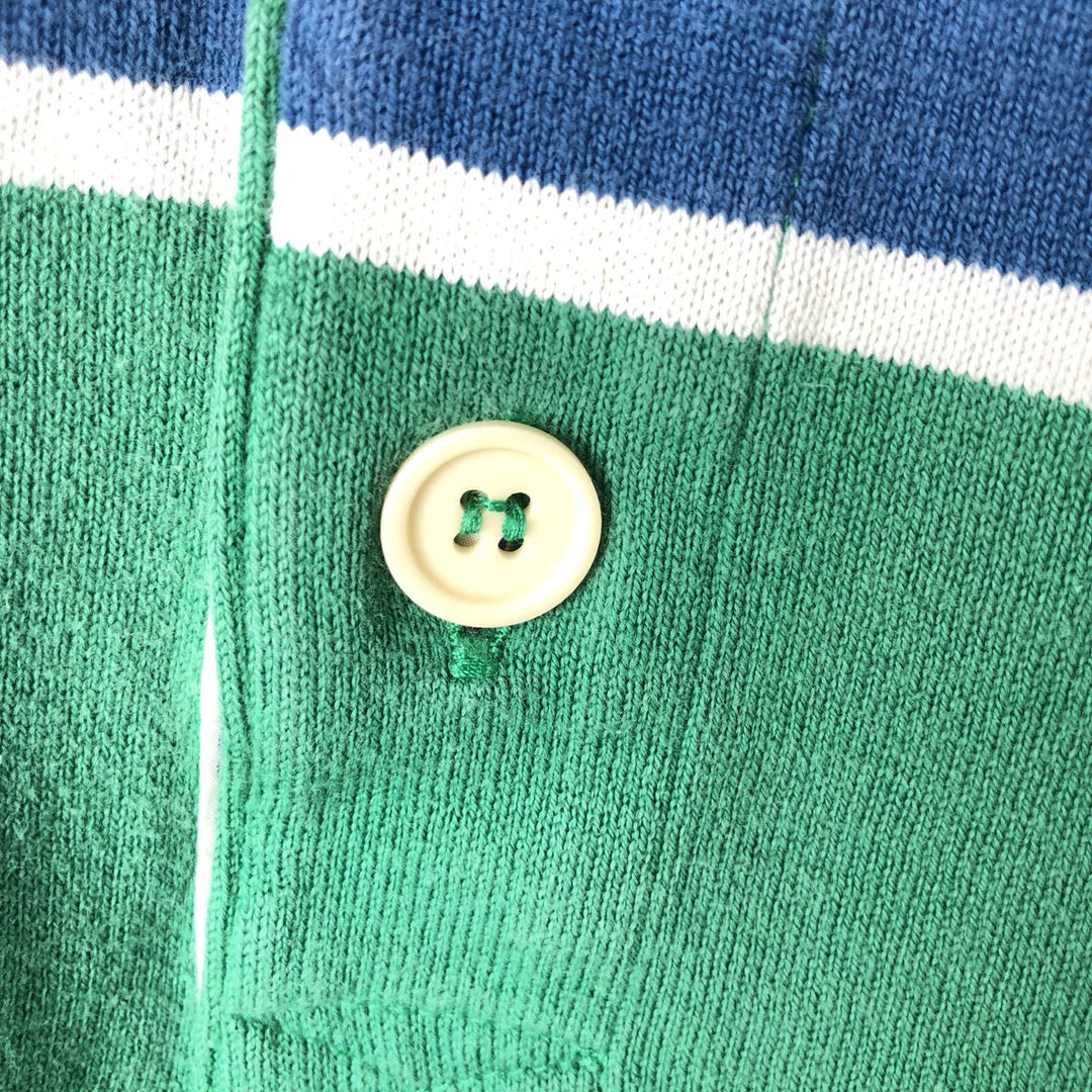 Lacoste LACOSTE Border Pattern Multi-stripe Long-Sleeve Rugby Shirt Men's XL Equivalent cotton green type Vintage Second Hand