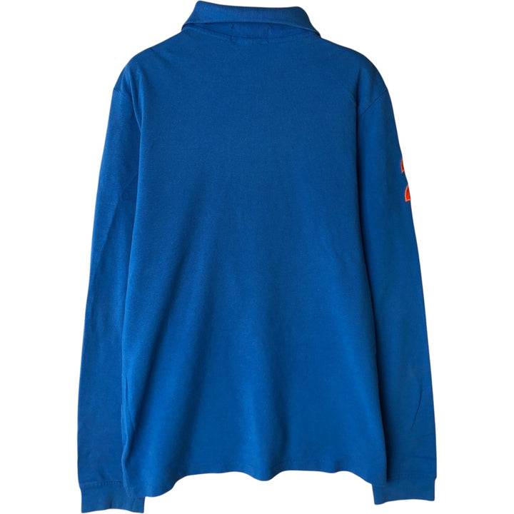 Ralph Lauren POLO by Ralph Lauren CUSTOM FIT Double Pony Long-Sleeve Rugby Shirt, Men's Size S (approx.) cotton blue type Vintage Second Hand