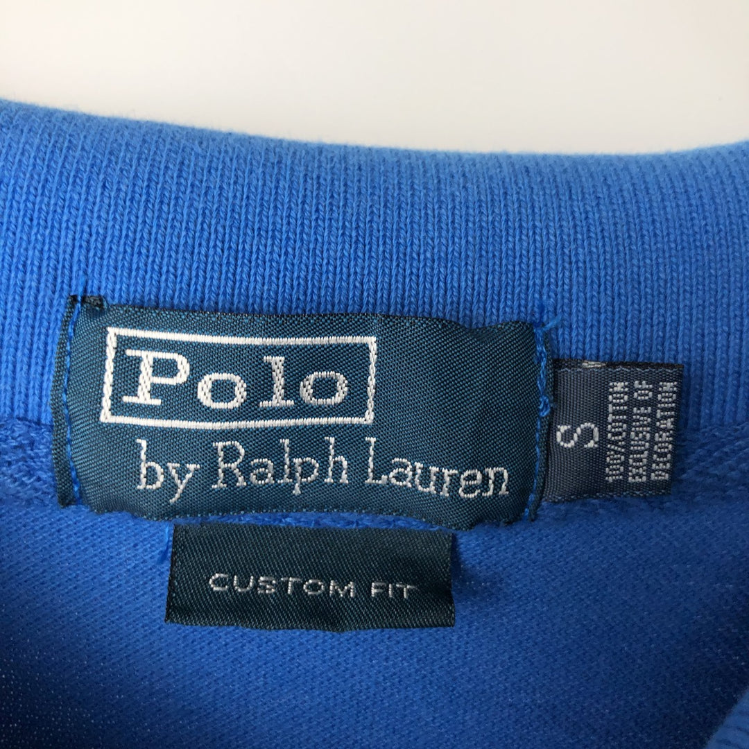 Ralph Lauren POLO by Ralph Lauren CUSTOM FIT Double Pony Long-Sleeve Rugby Shirt, Men's Size S (approx.) cotton blue type Vintage Second Hand