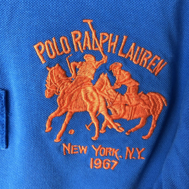 Ralph Lauren POLO by Ralph Lauren CUSTOM FIT Double Pony Long-Sleeve Rugby Shirt, Men's Size S (approx.) cotton blue type Vintage Second Hand
