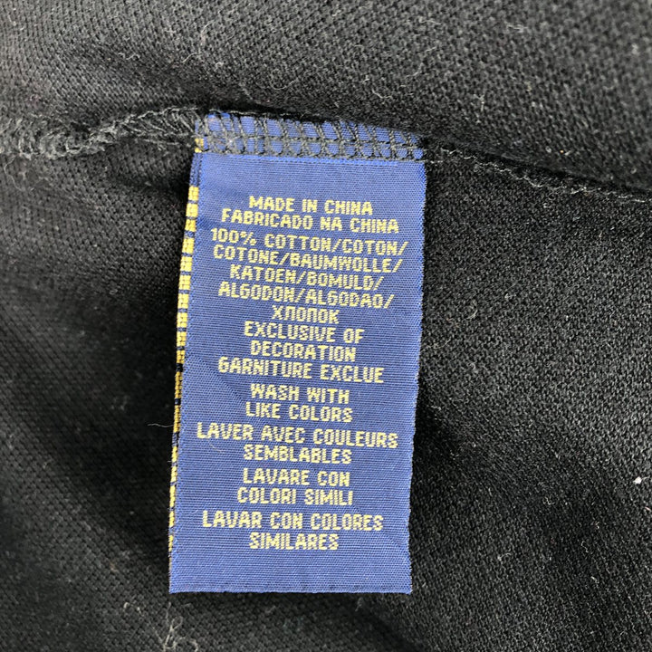 Ralph Lauren POLO RALPH LAUREN CUSTOM FIT long sleeve polo shirt men's size L cotton black type Vintage Second Hand