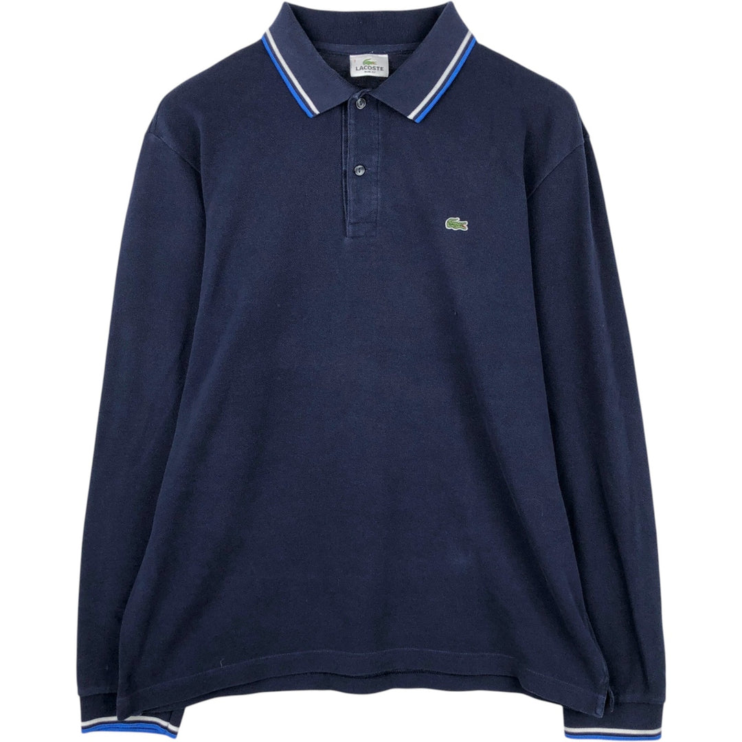 Lacoste Slim Fit Long-Sleeve Polo Shirt, Men's Size L (approx.) cotton navy blue type Vintage Second Hand