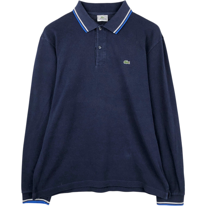 Lacoste Slim Fit Long-Sleeve Polo Shirt, Men's Size L (approx.) cotton navy blue type Vintage Second Hand