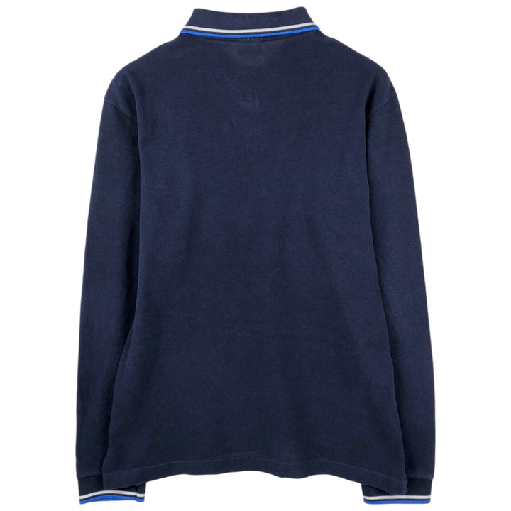 Lacoste Slim Fit Long-Sleeve Polo Shirt, Men's Size L (approx.) cotton navy blue type Vintage Second Hand