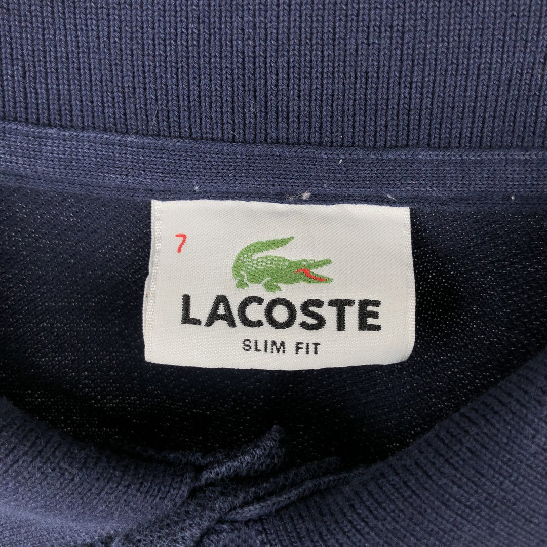 Lacoste Slim Fit Long-Sleeve Polo Shirt, Men's Size L (approx.) cotton navy blue type Vintage Second Hand