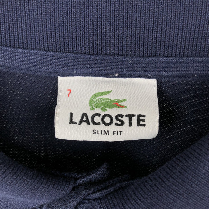 Lacoste Slim Fit Long-Sleeve Polo Shirt, Men's Size L (approx.) cotton navy blue type Vintage Second Hand