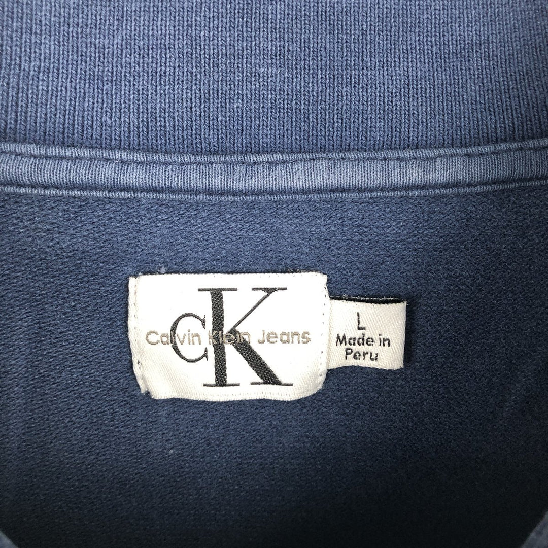 1990'S Calvin Klein long-sleeved polo shirt, men's size L equivalent, vintage. cotton navy blue type Vintage Second Hand