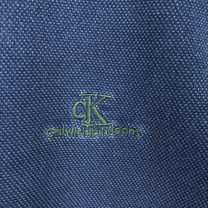 1990'S Calvin Klein long-sleeved polo shirt, men's size L equivalent, vintage. cotton navy blue type Vintage Second Hand