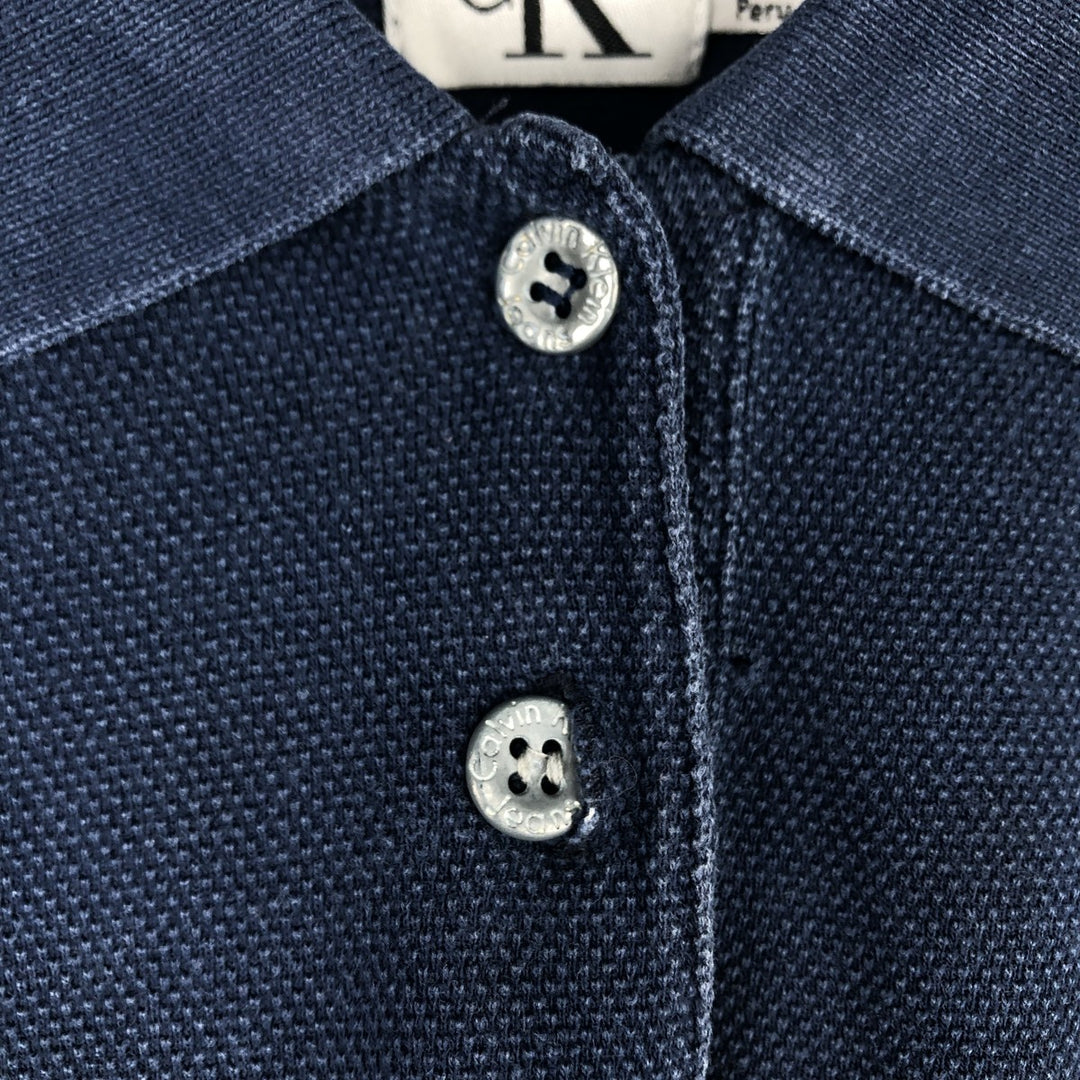 1990'S Calvin Klein long-sleeved polo shirt, men's size L equivalent, vintage. cotton navy blue type Vintage Second Hand