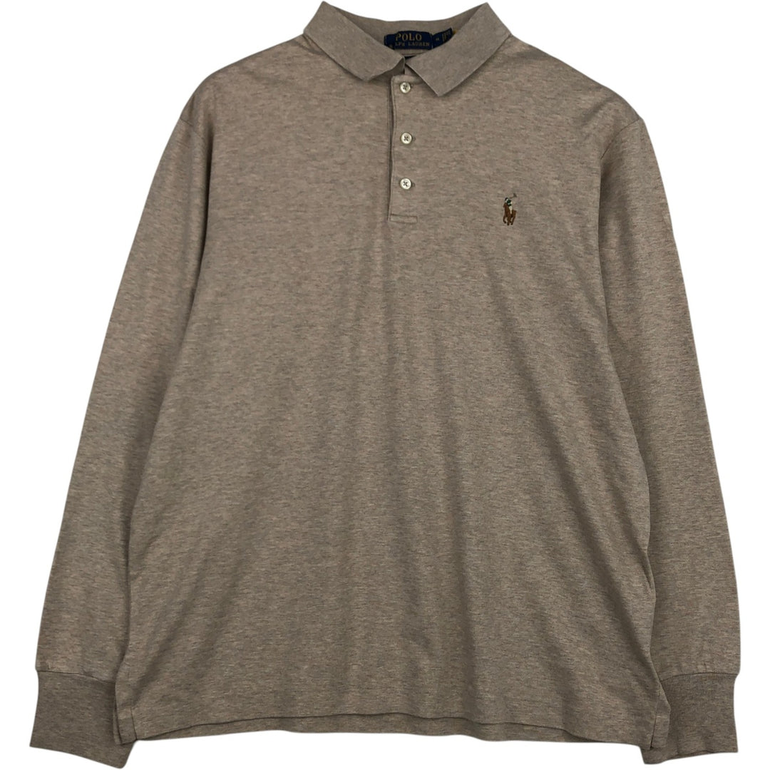 Ralph Lauren POLO RALPH LAUREN CLASSIC FIT long sleeve polo shirt for men, size M cotton Beige type Vintage Second Hand