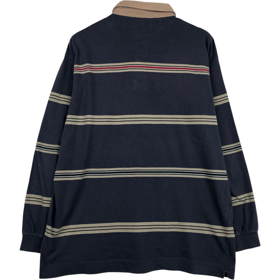 Lacoste Multi-stripe Long-Sleeve Striped Polo Shirt, Size 6 (Men's XL equivalent) cotton Purple type blue-purple Vintage Second Hand