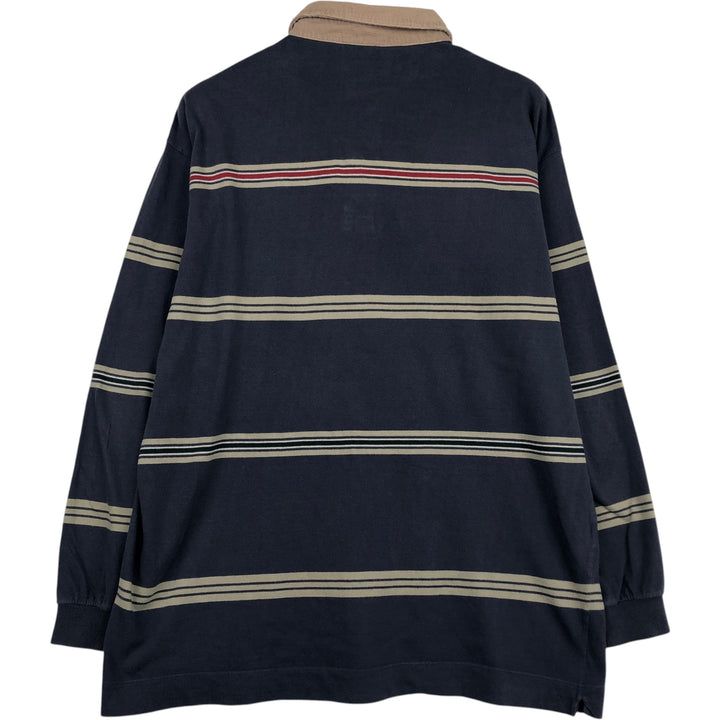 Lacoste Multi-stripe Long-Sleeve Striped Polo Shirt, Size 6 (Men's XL equivalent) cotton Purple type blue-purple Vintage Second Hand