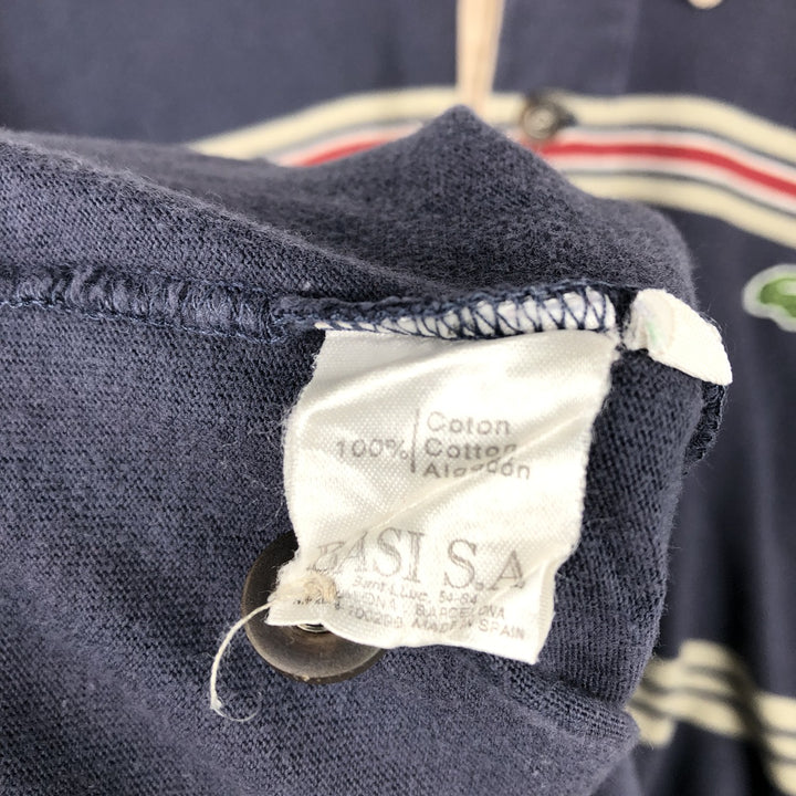Lacoste Multi-stripe Long-Sleeve Striped Polo Shirt, Size 6 (Men's XL equivalent) cotton Purple type blue-purple Vintage Second Hand