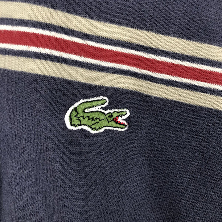 Lacoste Multi-stripe Long-Sleeve Striped Polo Shirt, Size 6 (Men's XL equivalent) cotton Purple type blue-purple Vintage Second Hand