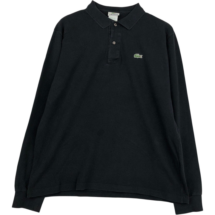 Lacoste French-designed long-sleeved polo shirt, men's size L cotton black type Vintage Second Hand