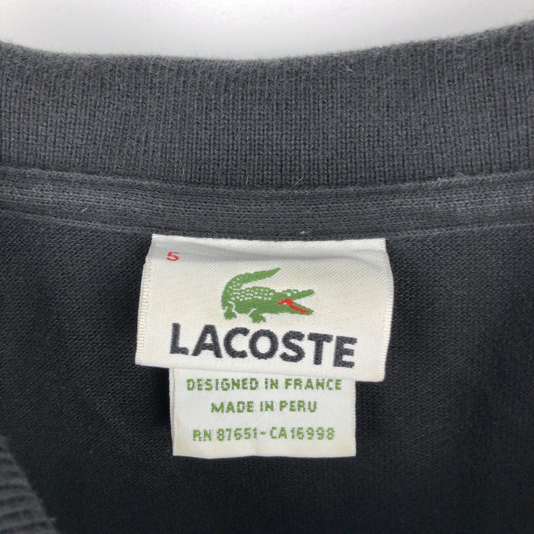 Lacoste French-designed long-sleeved polo shirt, men's size L cotton black type Vintage Second Hand