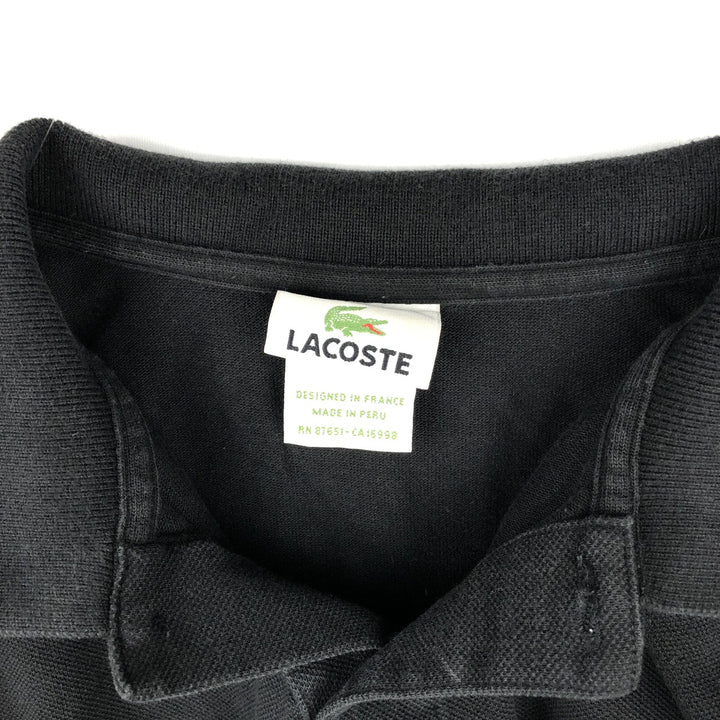 Lacoste French-designed long-sleeved polo shirt, men's size L cotton black type Vintage Second Hand