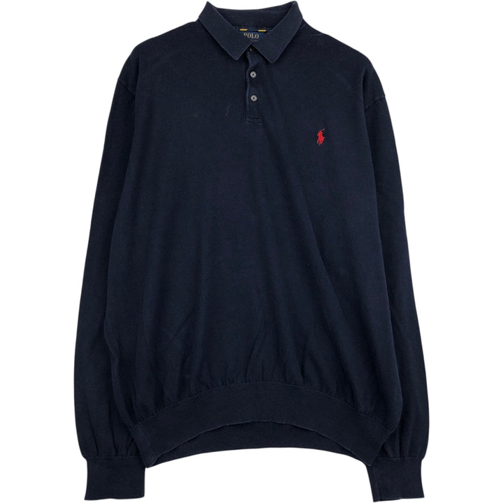 Ralph Lauren POLO RALPH LAUREN Long Sleeve Polo Shirt Men's XL cotton navy blue type Vintage Second Hand