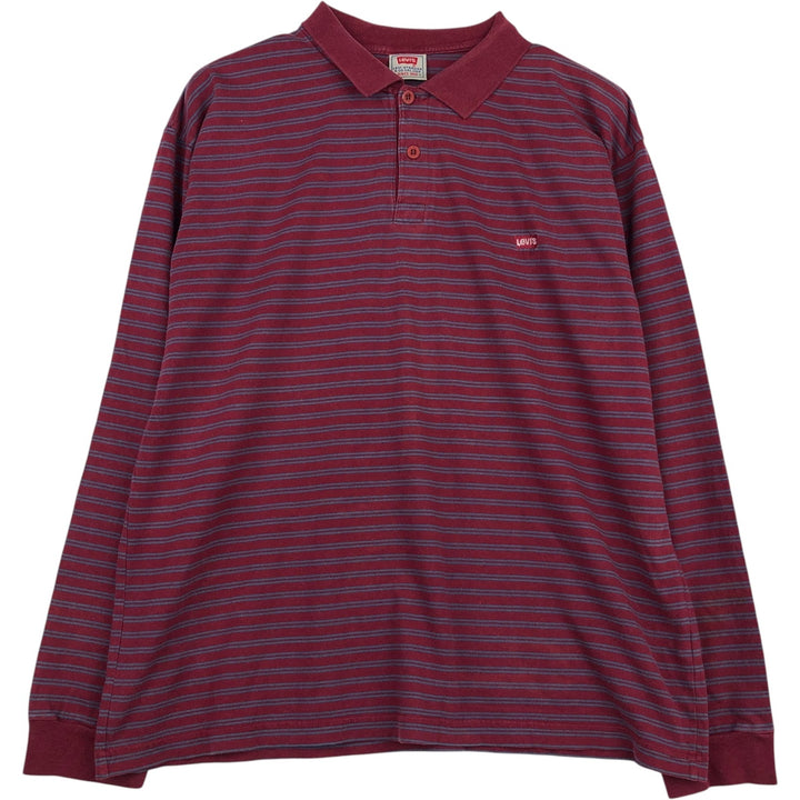 Levi's long-sleeved striped polo shirt, men's size XL (approx.) cotton red type Vintage Second Hand