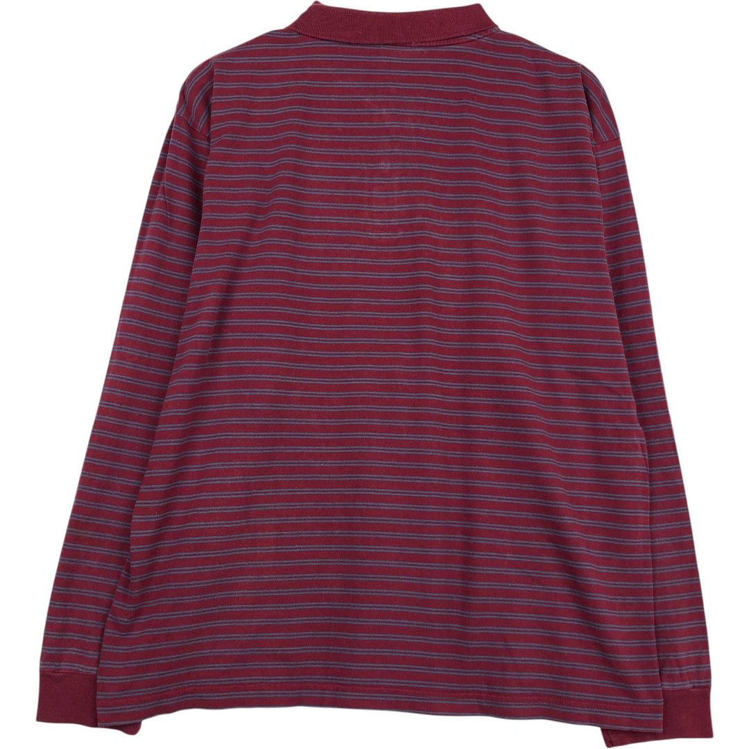 Levi's long-sleeved striped polo shirt, men's size XL (approx.) cotton red type Vintage Second Hand