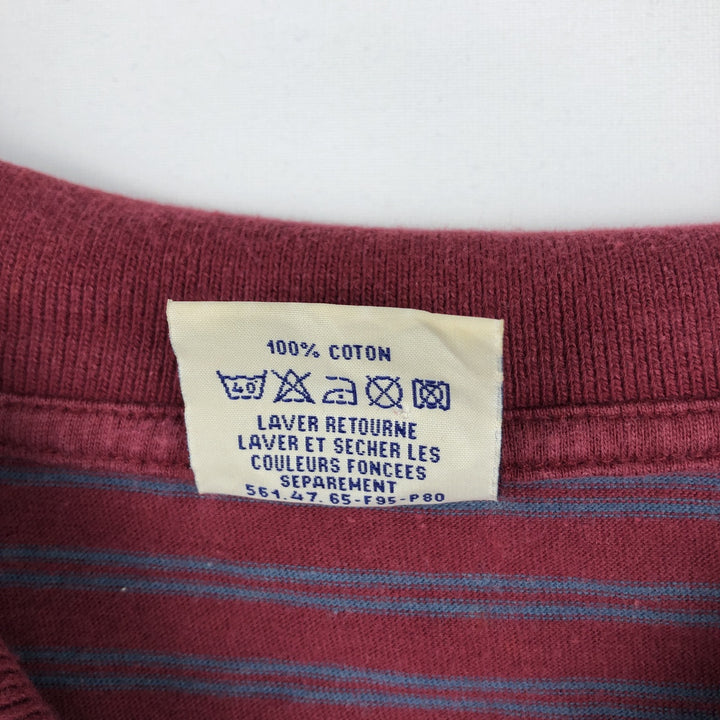 Levi's long-sleeved striped polo shirt, men's size XL (approx.) cotton red type Vintage Second Hand