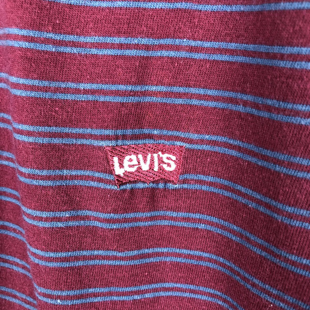Levi's long-sleeved striped polo shirt, men's size XL (approx.) cotton red type Vintage Second Hand
