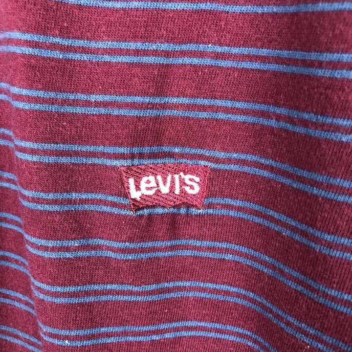 Levi's long-sleeved striped polo shirt, men's size XL (approx.) cotton red type Vintage Second Hand