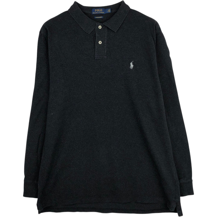 Ralph Lauren POLO RALPH LAUREN CUSTOM SLIM FIT long-sleeved polo shirt, men's size L cotton black type Vintage Second Hand