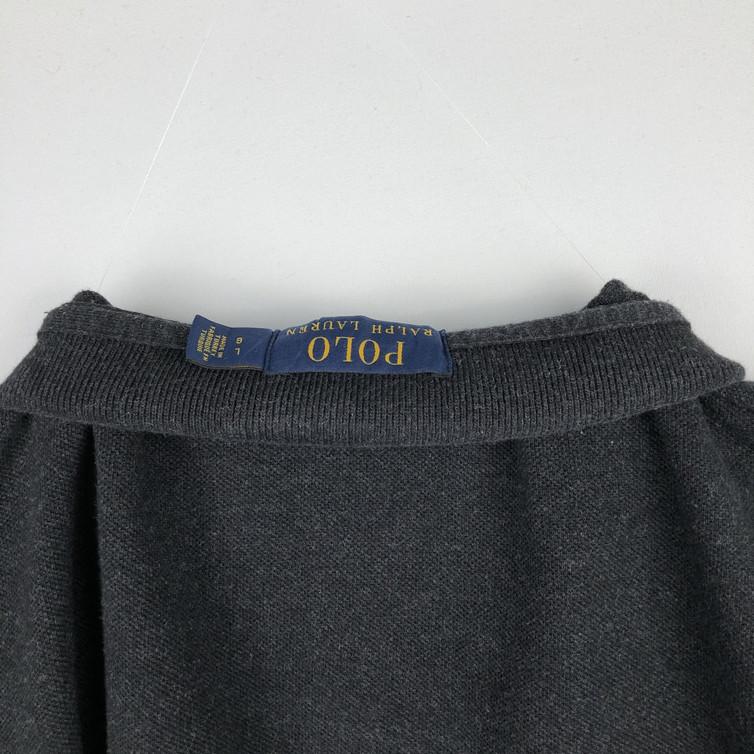 Ralph Lauren POLO RALPH LAUREN CUSTOM SLIM FIT long-sleeved polo shirt, men's size L cotton black type Vintage Second Hand