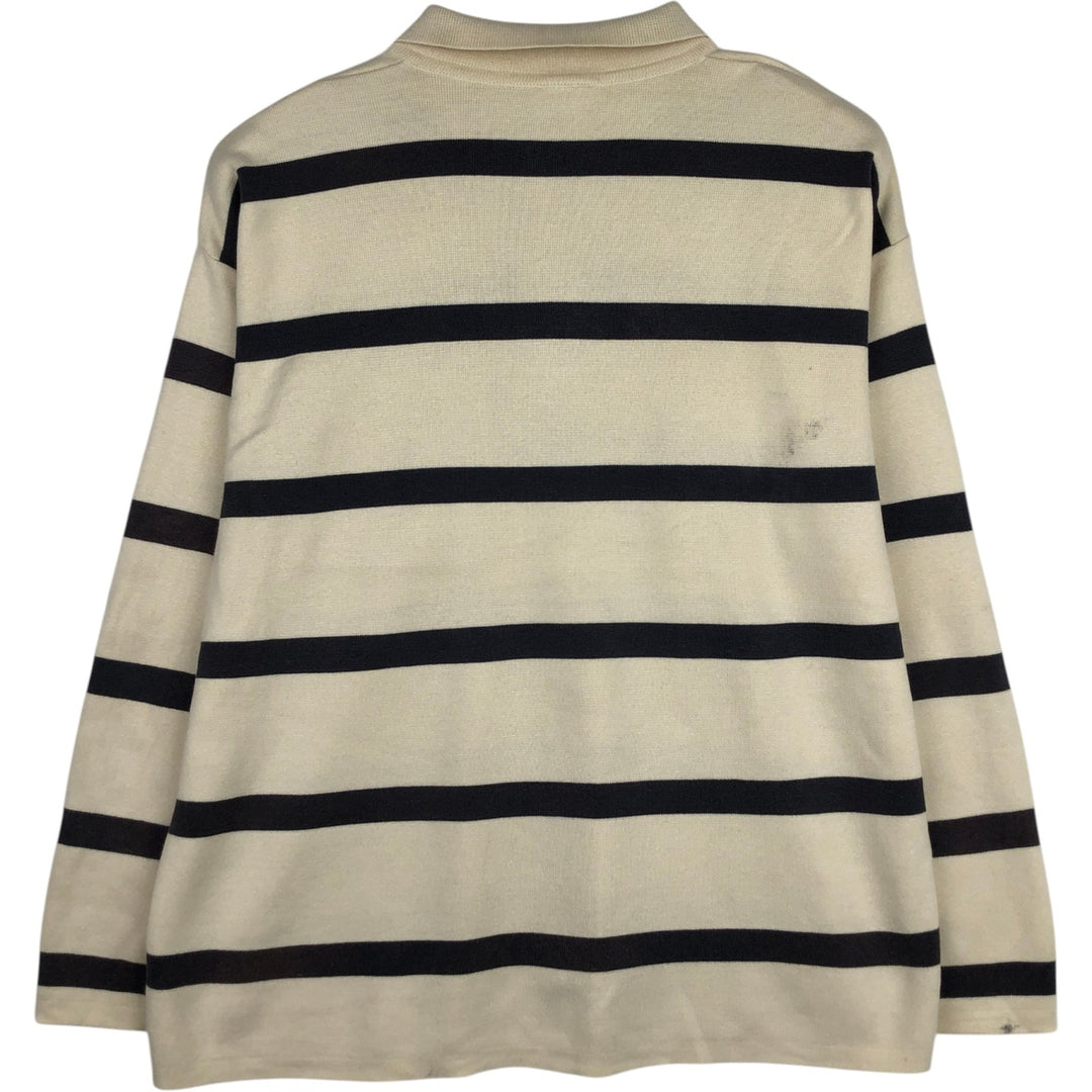 Lacoste long-sleeved striped polo shirt, men's size L cotton Beige type Vintage Second Hand
