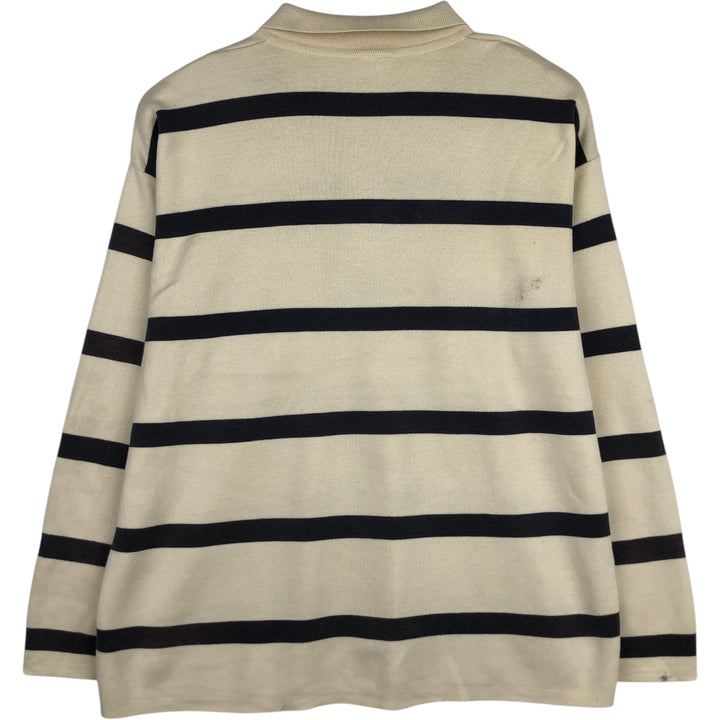 Lacoste long-sleeved striped polo shirt, men's size L cotton Beige type Vintage Second Hand