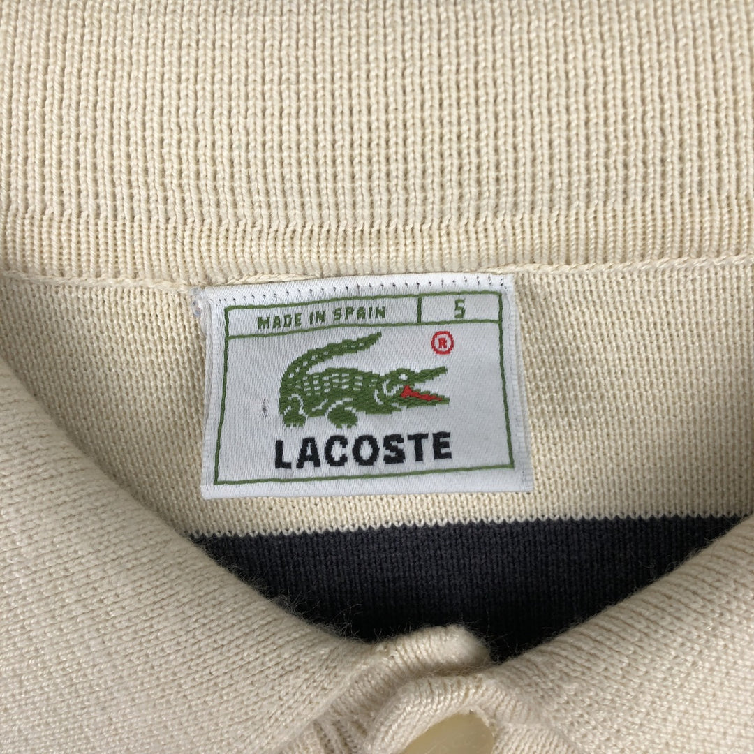 Lacoste long-sleeved striped polo shirt, men's size L cotton Beige type Vintage Second Hand