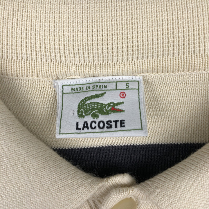 Lacoste long-sleeved striped polo shirt, men's size L cotton Beige type Vintage Second Hand