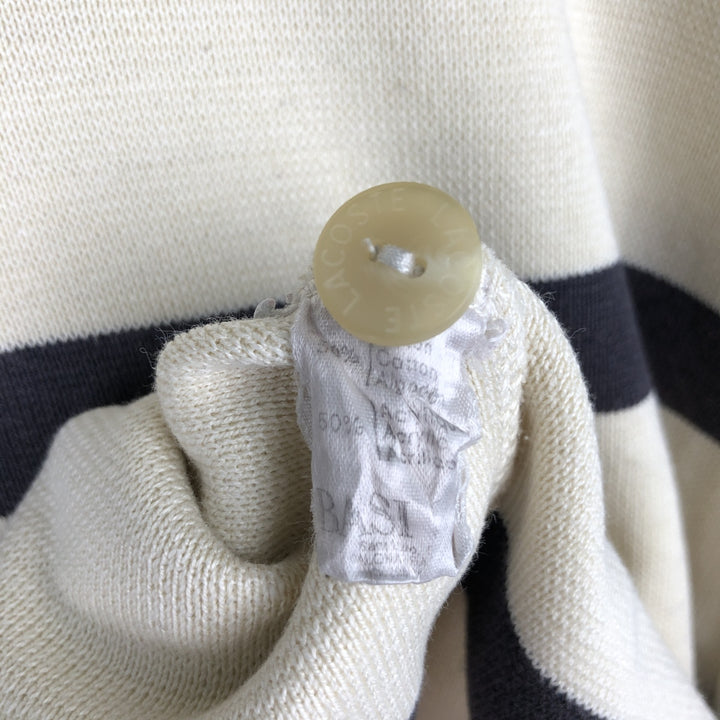 Lacoste long-sleeved striped polo shirt, men's size L cotton Beige type Vintage Second Hand