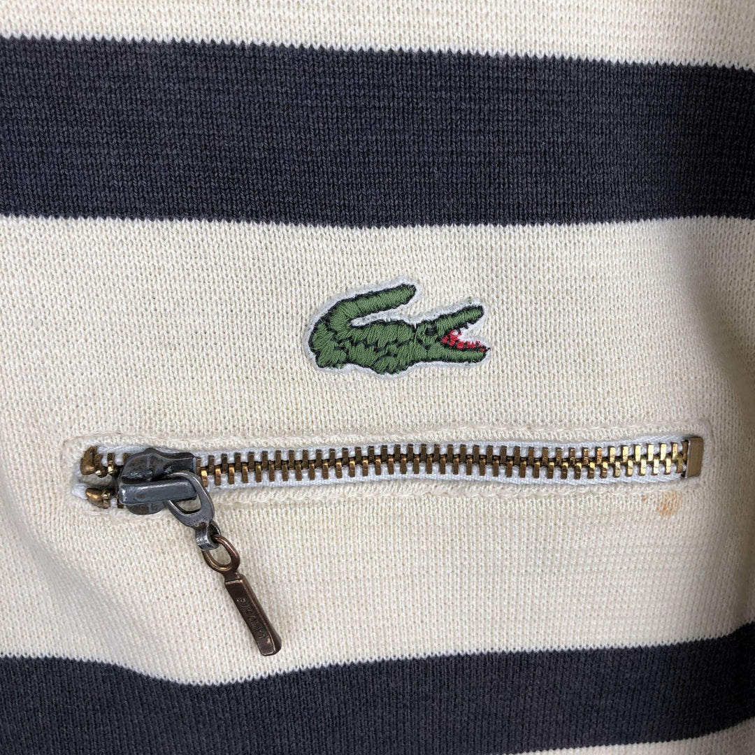Lacoste long-sleeved striped polo shirt, men's size L cotton Beige type Vintage Second Hand