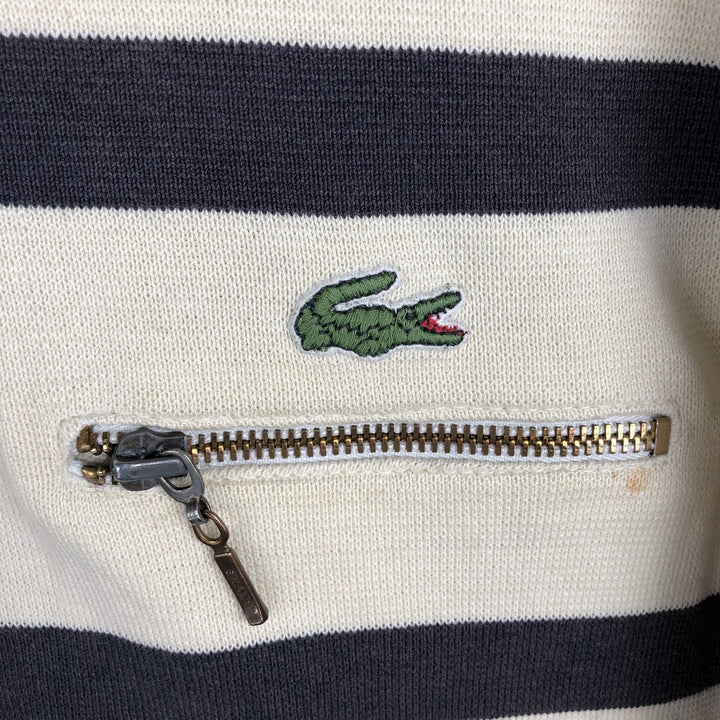 Lacoste long-sleeved striped polo shirt, men's size L cotton Beige type Vintage Second Hand
