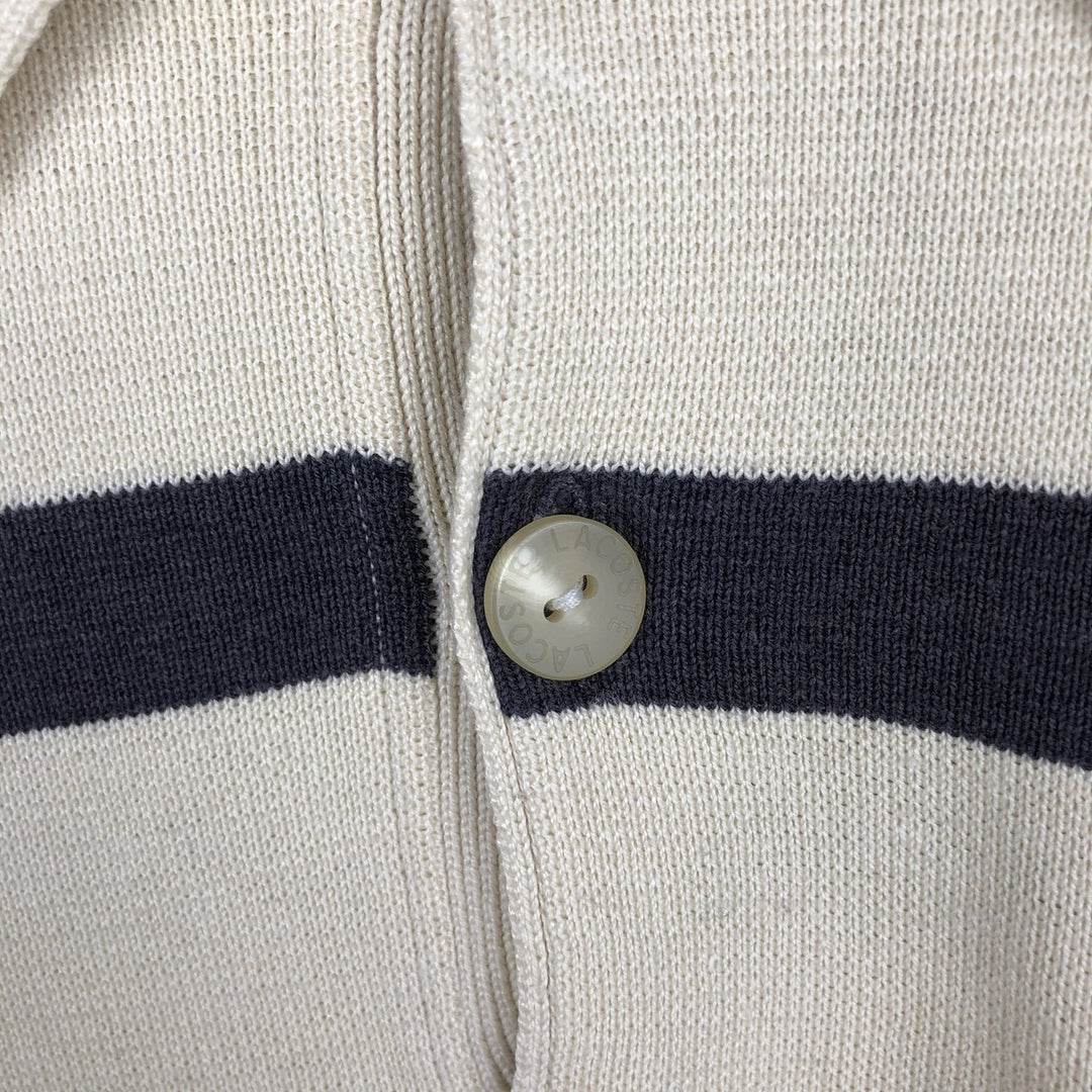 Lacoste long-sleeved striped polo shirt, men's size L cotton Beige type Vintage Second Hand